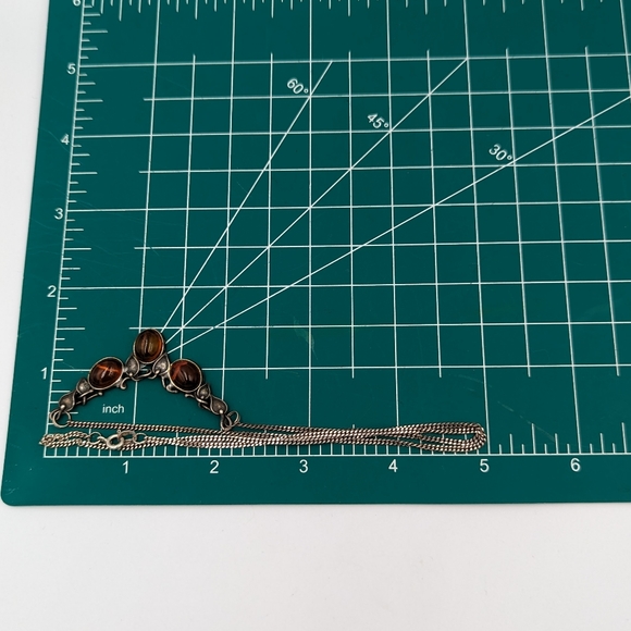 Elegant Cogniak Color Baltic Amber Sterling 925 Art Nouveau Style Necklace 20" - Picture 9 of 10